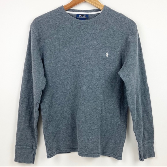Polo Ralph Lauren Other - Polo Ralph Lauren Thermal Crewneck Shirt Gray Waffle Knit Men's Size Medium
